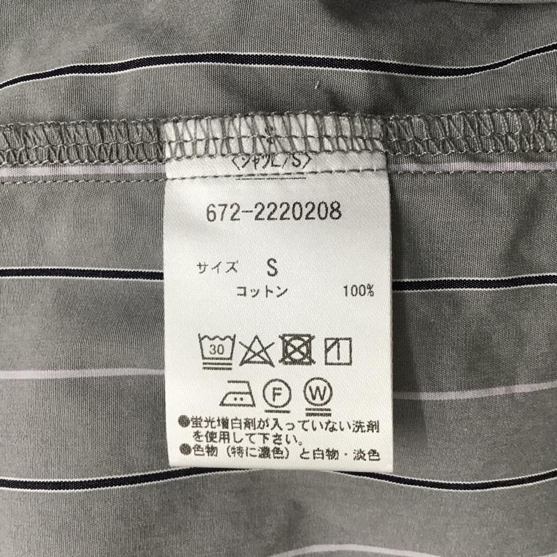 ナノユニバース nano・universe シャツ、ブラウス 長袖 672-2220208 LB.04 バンドカラー S ストライプ 灰 / グレー / X 白 / ホワイト / X 黒 / ブラック / メンズ USED 古着 中古 10098415