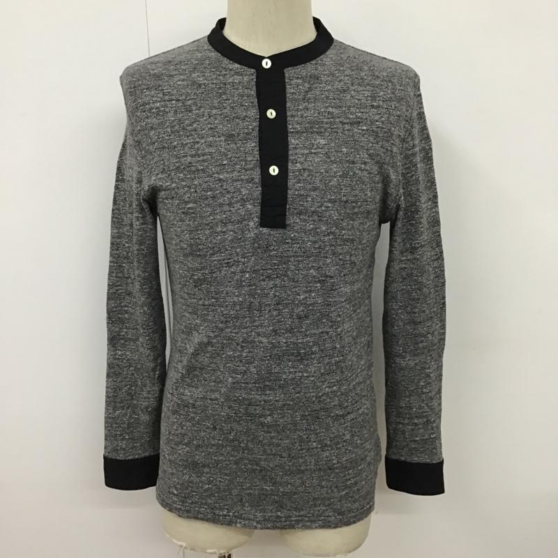 ホームスパン Homespun Tシャツ 長袖 カナダ製 ヘンリーネック カットソー S 無地 黒 / ブラック / X 灰 / グレー / メンズ USED 古着 中古 10098432