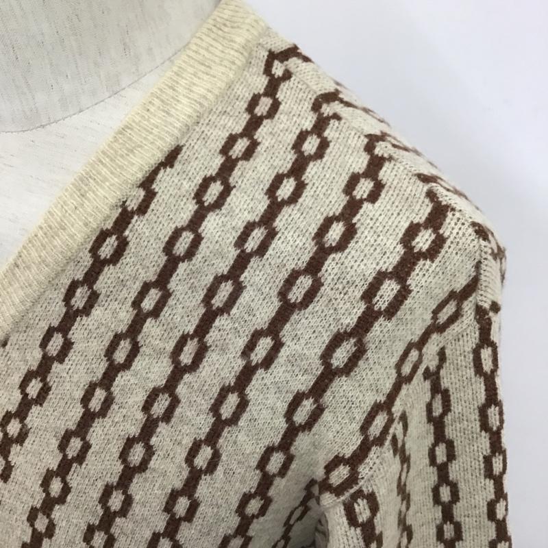 古着 USED ニット、セーター 長袖 Vネック M 総柄 ベージュ / ベージュ / X 茶 / ブラウン / メンズ USED 古着 中古 10098434