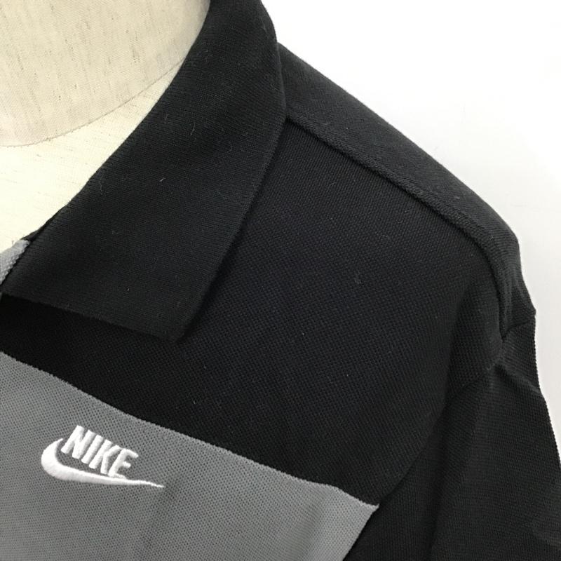 ナイキ NIKE ポロシャツ 半袖 DM6951-010 ナイキスポーツランニングトレーニングウェアポロシャツ 半袖カットソー 半袖ポロシャツ S ボーダー柄 黒 / ブラック / X 灰 / グレー / メンズ USED 古着 中古 10098444