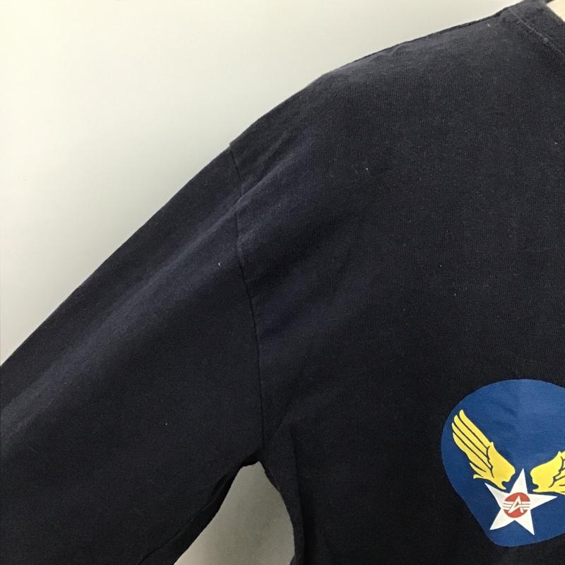 アルファインダストリー Alpha Industries カットソー 長袖 TC1067 CottonCrewNeckLongSleeveT-Shirt 長袖カットソー クルーネックカットソー プリントTシャツ XL プリント 紺 / ネイビー / メンズ USED 古着 中古 10098445