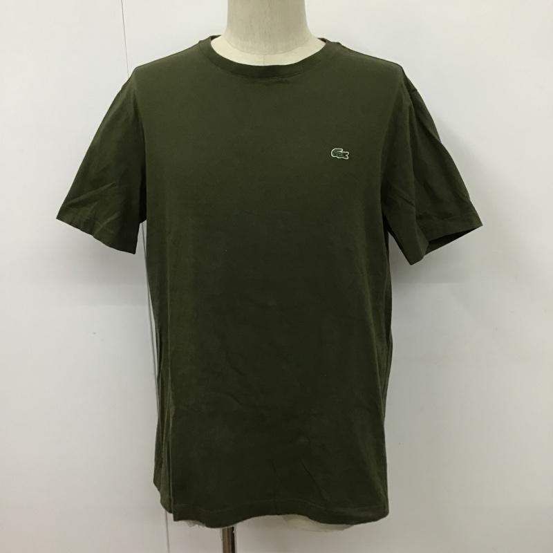 ラコステ LACOSTE Tシャツ 半袖 半袖カットソー クルーネックカットソー ロゴTシャツ L ロゴ、文字 カーキ / カーキ / メンズ USED 古着 中古 10098465