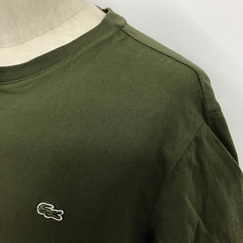 ラコステ LACOSTE Tシャツ 半袖 半袖カットソー クルーネックカットソー ロゴTシャツ L ロゴ、文字 カーキ / カーキ / メンズ USED 古着 中古 10098465