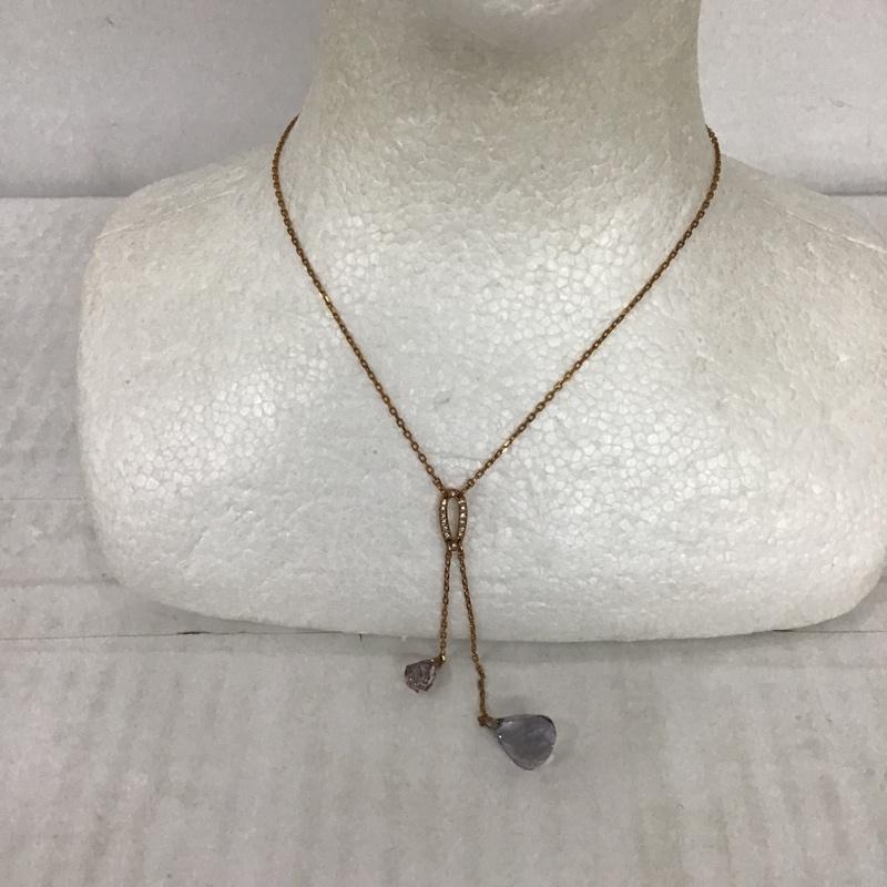 スワロフスキー SWAROVSKI アクセサリー ネックレス、ペンダント しずく 無地 金 / ゴールド / X 紫 / パープル / レディース USED 古着 中古 10098504