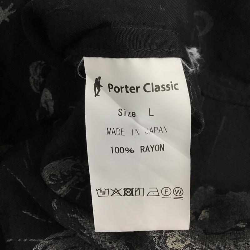 ポータークラシック Porter Classic シャツ、ブラウス 半袖 レーヨン アロハシャツ 開襟 オープンカラー L 総柄 黒 / ブラック / メンズ USED 古着 中古 10098540