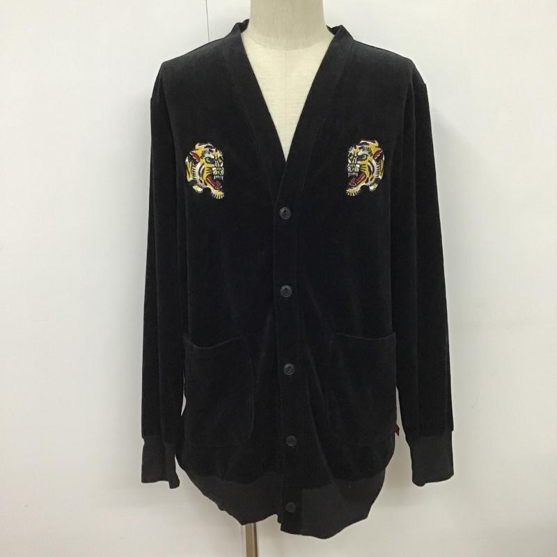 ウ゛ァルゴ VIRGO カーディガン 長袖 VG-CB-63 SOUVENIR LONG CARDIGAN 虎 Vネック バックロゴ 3 刺繍 黒 / ブラック / メンズ USED 古着 中古 10098625
