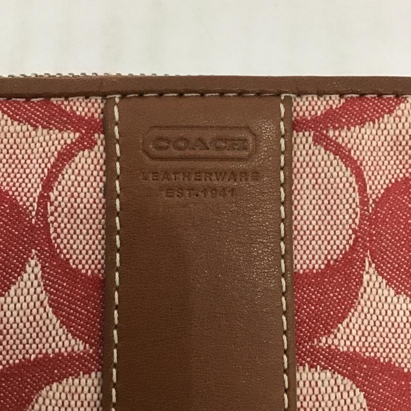 コーチ COACH カードケース カードケース シグネチャー ロゴ、文字 赤 / レッド / X 茶 / ブラウン / レディース USED 古着 中古 10098668