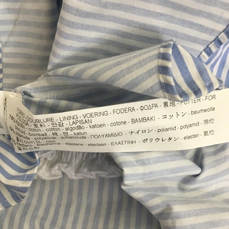 ザラベーシック ZARA BASIC カットソー 半袖 2567 572 403 オフショルダー タグ付き L ストライプ 白 / ホワイト / X 水色 / ライトブルー / レディース USED 古着 中古 10098759