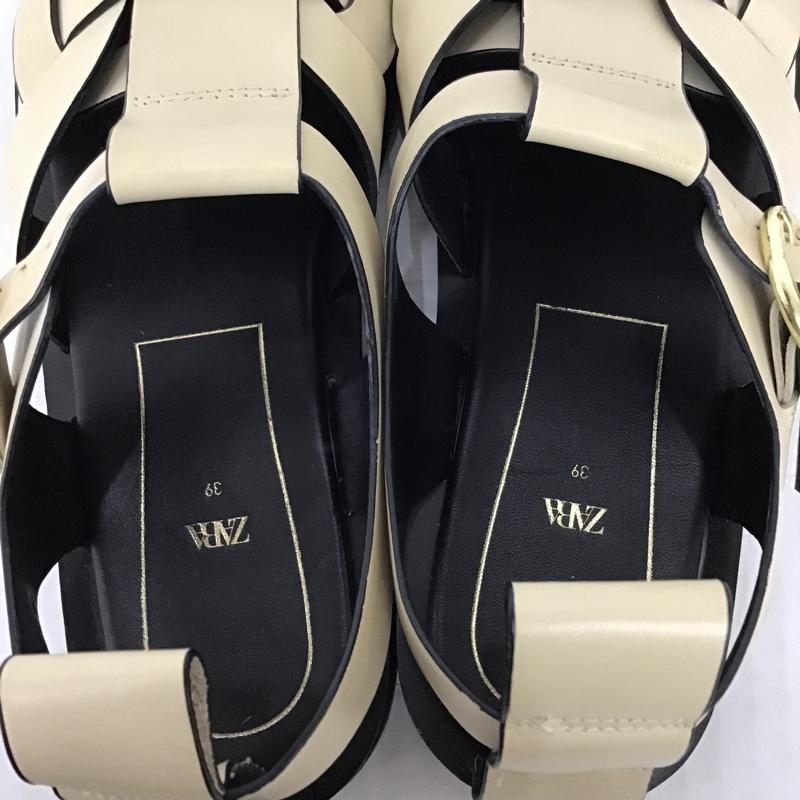ザラ ZARA サンダル サンダル 1650 711 002 グルカサンダル 39 無地 黒 / ブラック / X ベージュ / ベージュ / レディース USED 古着 中古 10098778