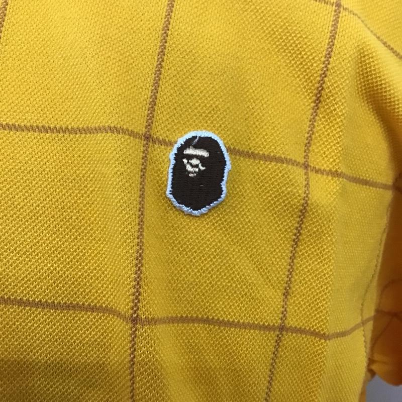アベイシングエイプ A BATHING APE ポロシャツ 半袖 1860-112-015 チェック XL ワンポイント 橙 / オレンジ / X 茶 / ブラウン / メンズ USED 古着 中古 10098803