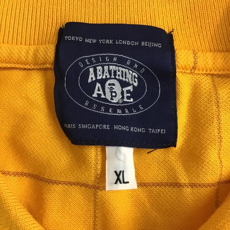 アベイシングエイプ A BATHING APE ポロシャツ 半袖 1860-112-015 チェック XL ワンポイント 橙 / オレンジ / X 茶 / ブラウン / メンズ USED 古着 中古 10098803