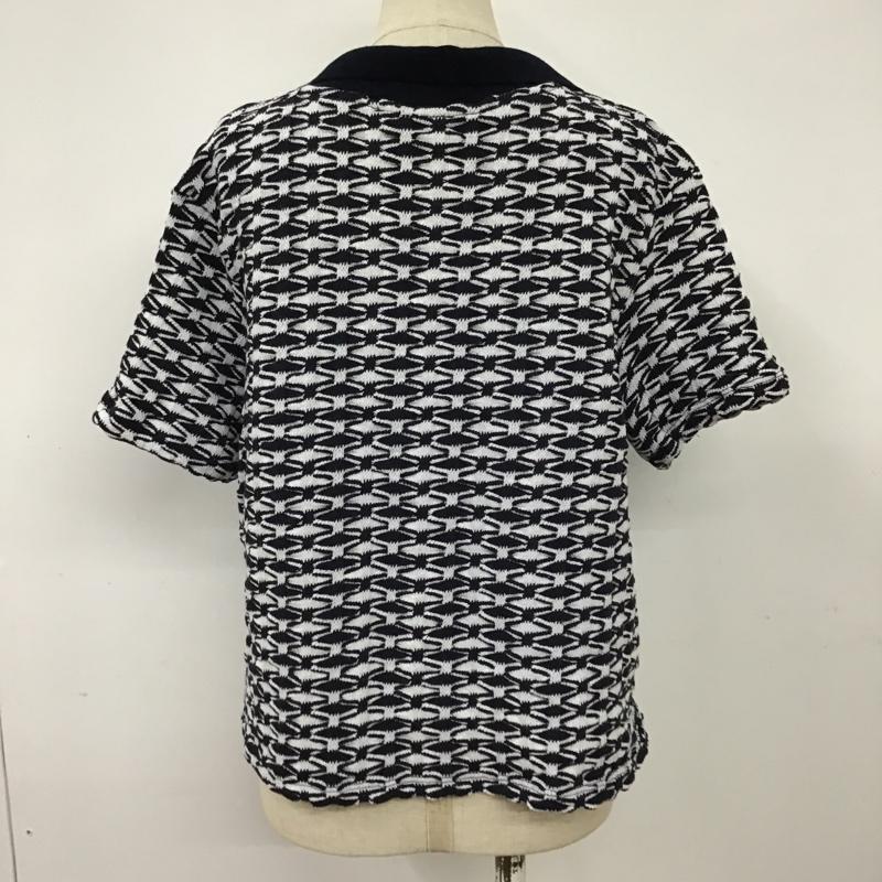 ザラ ZARA カットソー 半袖 5039 454 044 ジャガード スキッパー M 総柄 白 / ホワイト / X 紺 / ネイビー / レディース USED 古着 中古 10098857