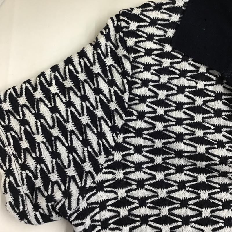 ザラ ZARA カットソー 半袖 5039 454 044 ジャガード スキッパー M 総柄 白 / ホワイト / X 紺 / ネイビー / レディース USED 古着 中古 10098857