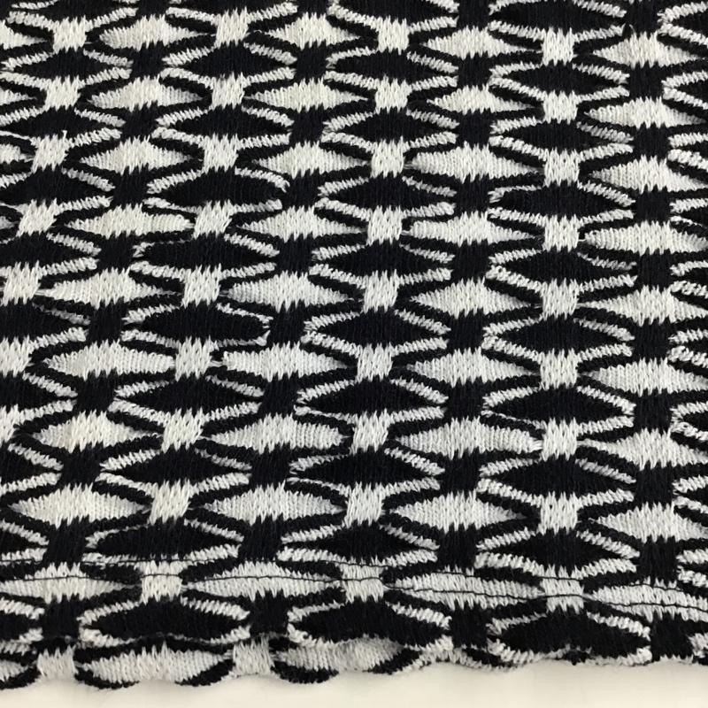 ザラ ZARA カットソー 半袖 5039 454 044 ジャガード スキッパー M 総柄 白 / ホワイト / X 紺 / ネイビー / レディース USED 古着 中古 10098857