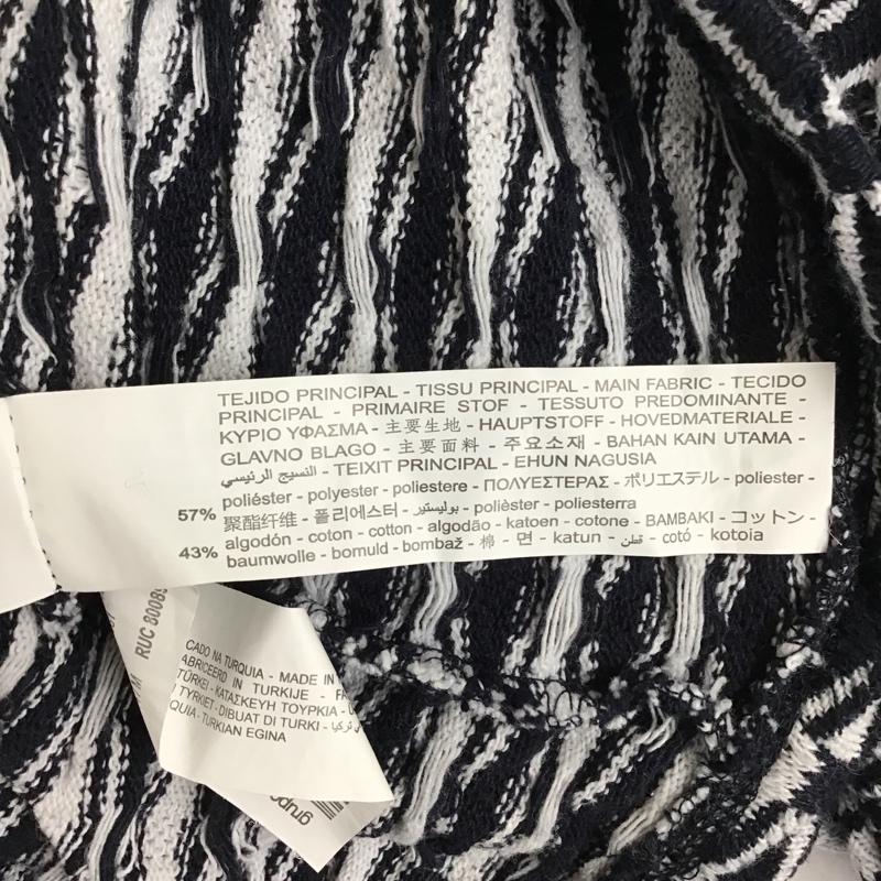 ザラ ZARA カットソー 半袖 5039 454 044 ジャガード スキッパー M 総柄 白 / ホワイト / X 紺 / ネイビー / レディース USED 古着 中古 10098857