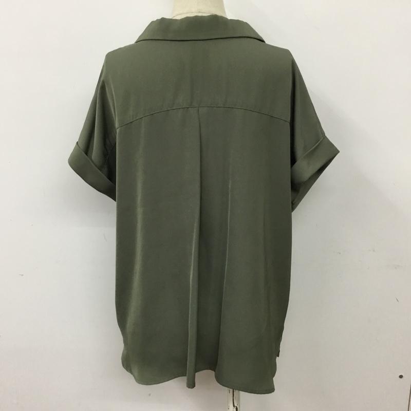 オペークドットクリップ OPAQUE.CLIP カットソー 半袖 637-84065 オープンカラーシャツ プルオーバー M 無地 カーキ / カーキ / レディース USED 古着 中古 10098876