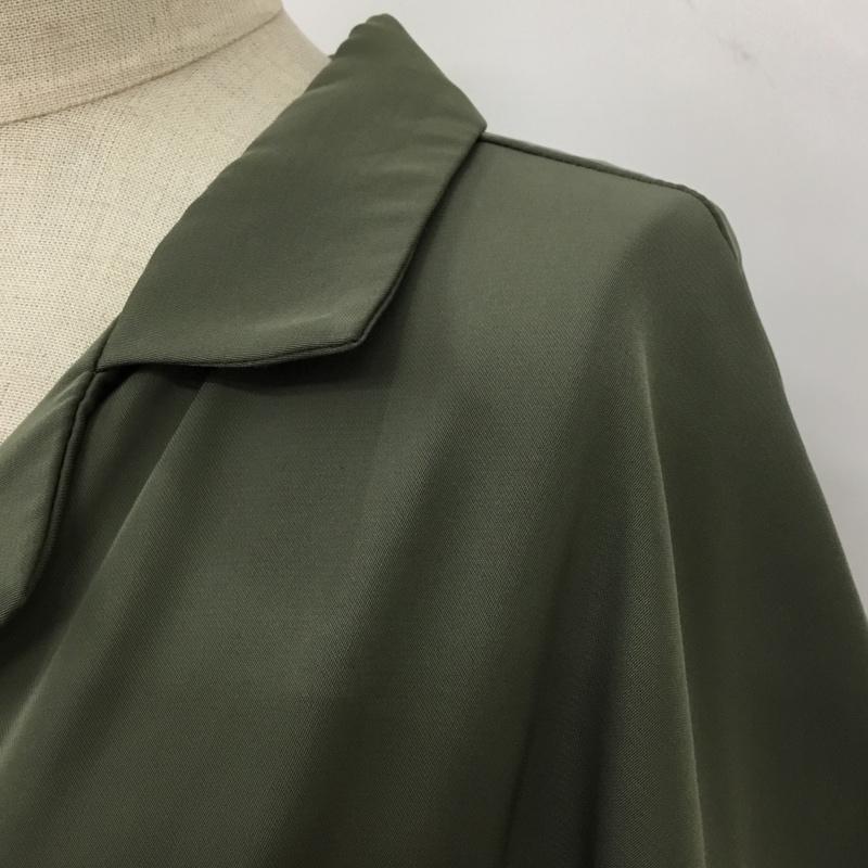 オペークドットクリップ OPAQUE.CLIP カットソー 半袖 637-84065 オープンカラーシャツ プルオーバー M 無地 カーキ / カーキ / レディース USED 古着 中古 10098876