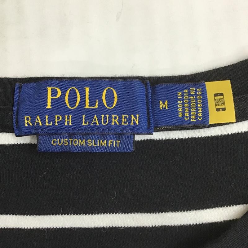 ポロラルフローレン POLO RALPH LAUREN Tシャツ 半袖 半袖カットソー ボーダーカットソー クルーネックカットソー プリントTシャツ M ボーダー柄 白 / ホワイト / X 黒 / ブラック / レディース USED 古着 中古 10098999