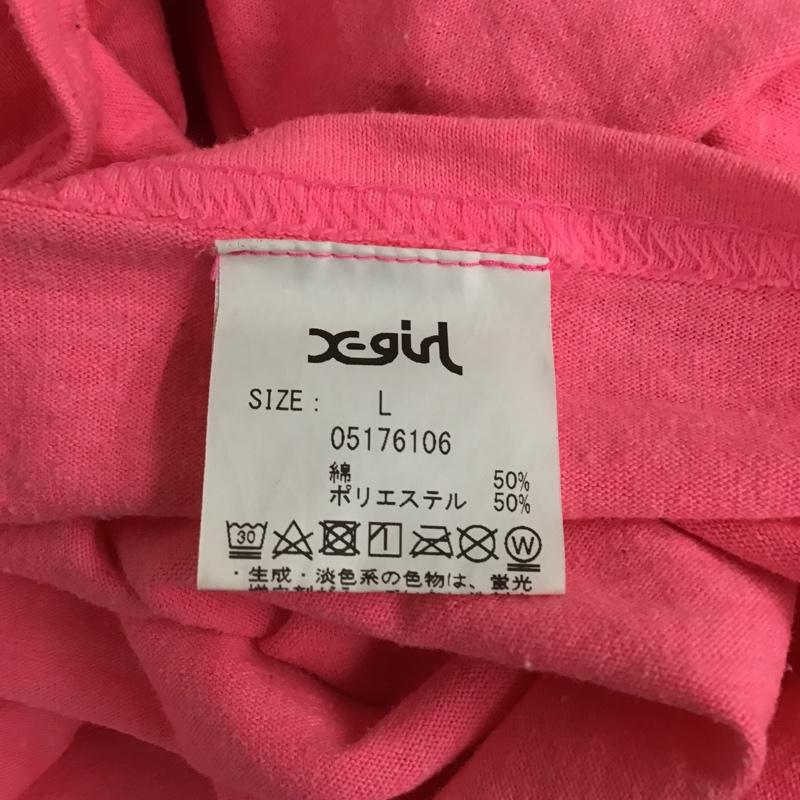 エックスガール X-girl Tシャツ 半袖 05176106 クルーネック バックプリント L ロゴ、文字 桃 / ピンク / レディース USED 古着 中古 10099065