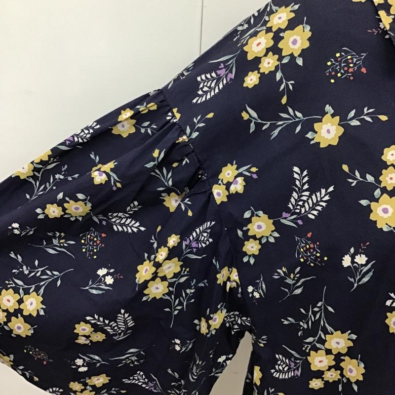 ダズリン dazzlin シャツ、ブラウス 半袖 021740401201 フレアスリーブシャツ 半袖シャツ 花柄総柄シャツ カラーシャツ FREE 総柄 X 花柄 紺 / ネイビー / レディース USED 古着 中古 10099083