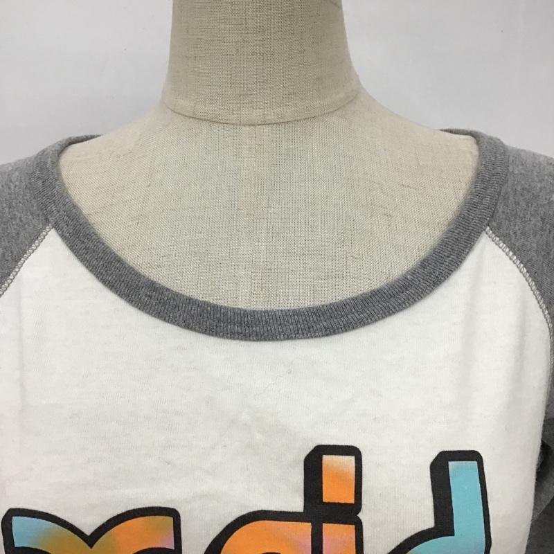 エックスガール X-girl カットソー 七分袖 長袖カットソー クルーネックカットソー 長袖Tシャツ プリントTシャツ 七分丈シャツ 2 プリント 白 / ホワイト / X 灰 / グレー / レディース USED 古着 中古 10099140