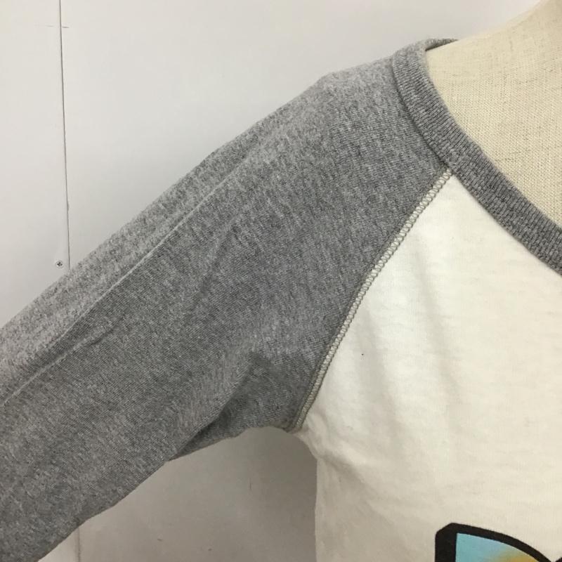エックスガール X-girl カットソー 七分袖 長袖カットソー クルーネックカットソー 長袖Tシャツ プリントTシャツ 七分丈シャツ 2 プリント 白 / ホワイト / X 灰 / グレー / レディース USED 古着 中古 10099140