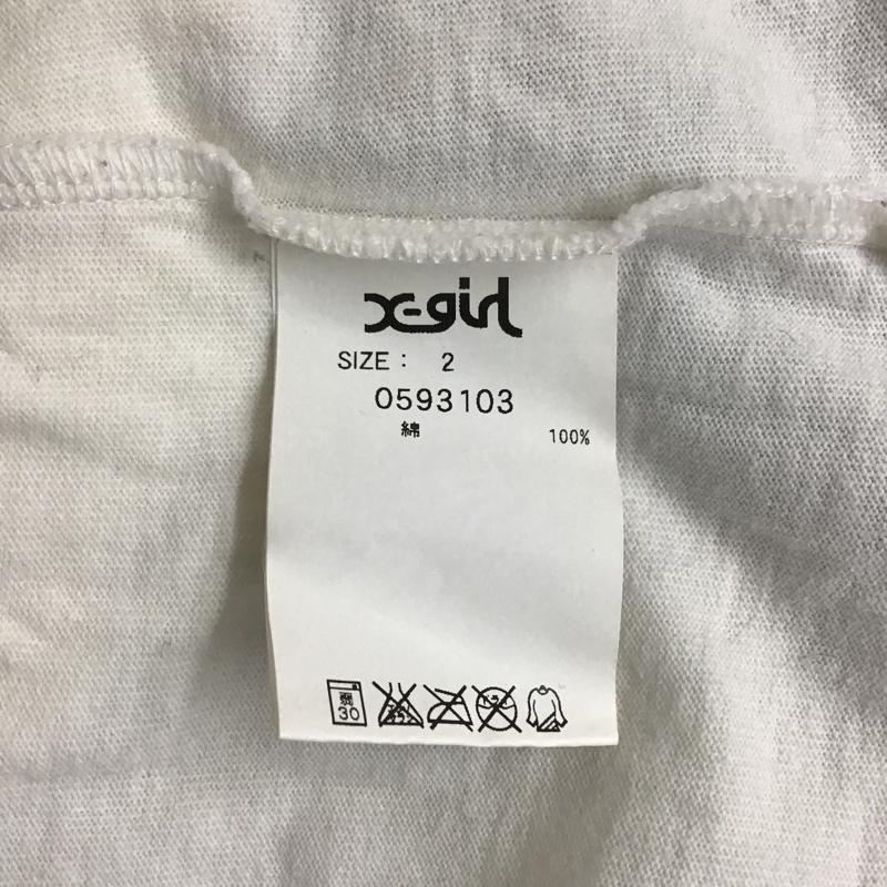 エックスガール X-girl カットソー 七分袖 長袖カットソー クルーネックカットソー 長袖Tシャツ プリントTシャツ 七分丈シャツ 2 プリント 白 / ホワイト / X 灰 / グレー / レディース USED 古着 中古 10099140