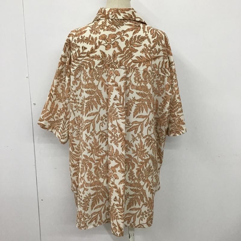 オペークドットクリップ OPAQUE.CLIP シャツ、ブラウス 半袖 637-84075 リーフプリントオープンカラーシャツ 半袖シャツ 総柄 カラーシャツ 38 総柄 白 / ホワイト / X 橙 / オレンジ / レディース USED 古着 中古 10099141