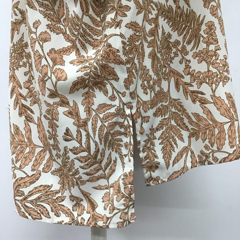 オペークドットクリップ OPAQUE.CLIP シャツ、ブラウス 半袖 637-84075 リーフプリントオープンカラーシャツ 半袖シャツ 総柄 カラーシャツ 38 総柄 白 / ホワイト / X 橙 / オレンジ / レディース USED 古着 中古 10099141