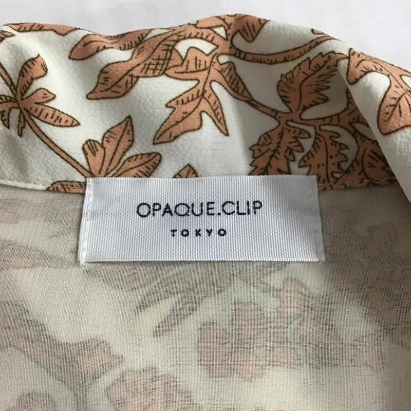 オペークドットクリップ OPAQUE.CLIP シャツ、ブラウス 半袖 637-84075 リーフプリントオープンカラーシャツ 半袖シャツ 総柄 カラーシャツ 38 総柄 白 / ホワイト / X 橙 / オレンジ / レディース USED 古着 中古 10099141