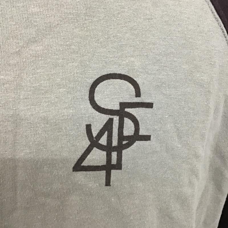 ステューシー STUSSY カットソー 七分袖 ラグランスリーブ M ロゴ、文字 灰 / グレー / X 紫 / パープル / メンズ USED 古着 中古 10099165