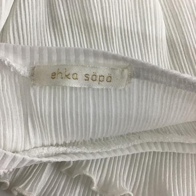 エヘカソポ ehka sopo カットソー 半袖 プリーツ天竺袖リボンプルオーバー 無地 白 / ホワイト /  レディース USED 古着 中古 10099184
