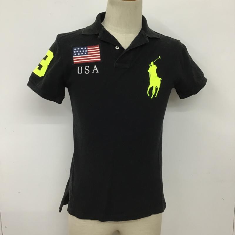 ラルフローレン RALPHLAUREN ポロシャツ 半袖 半袖カットソー 半袖ポロシャツ カラーシャツ 刺繍 ショートスリーブカットソー XS ロゴ、文字 X 刺繍 黒 / ブラック / メンズ USED 古着 中古 10099235