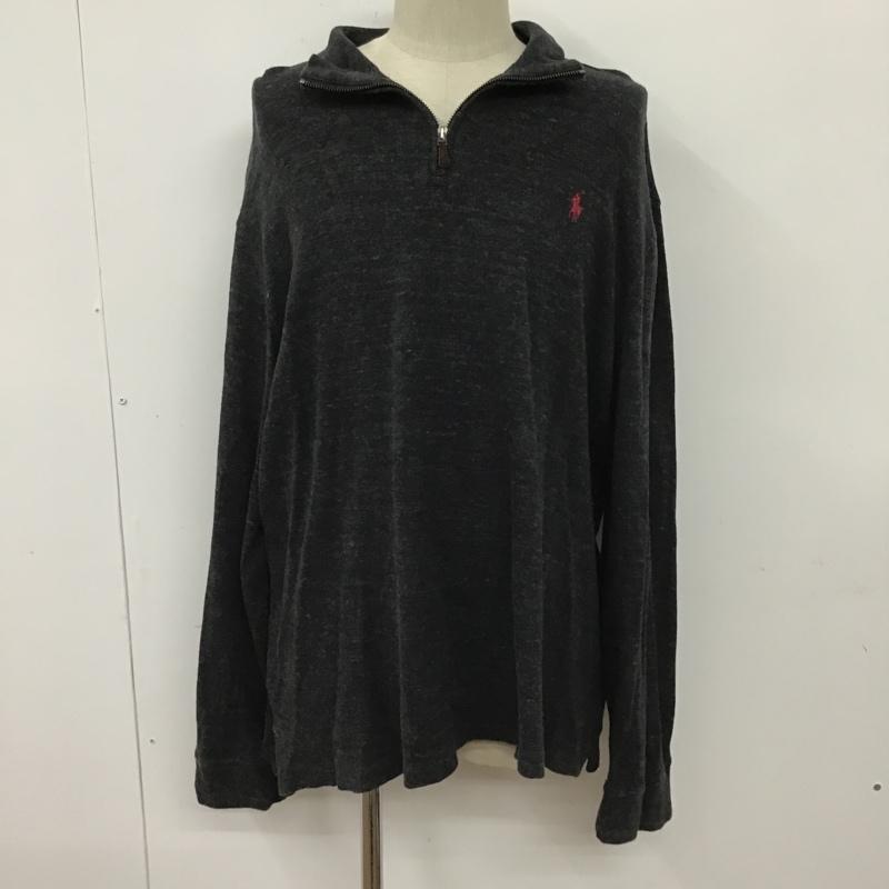 ポロラルフローレン POLO RALPH LAUREN カットソー 長袖 長袖カットソー タートルネック ジップアップ長袖カットソー プルオーバー XL 無地 黒 / ブラック / メンズ USED 古着 中古 10099255