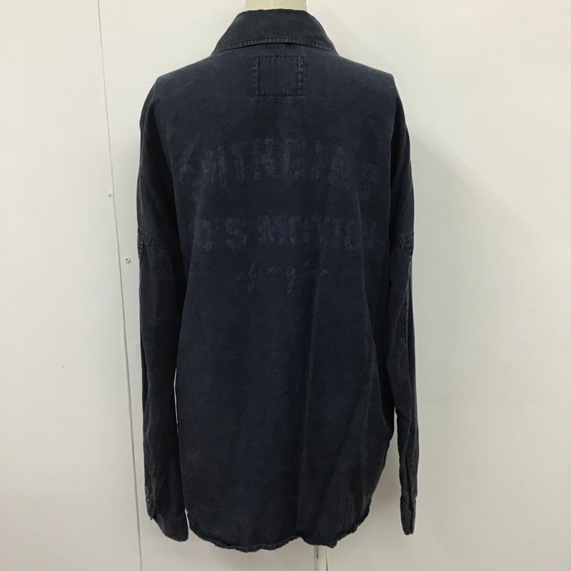 マウジー MOUSSY シャツ、ブラウス 長袖 0108SB30-1960 ワークシャツ バックプリント FREE ロゴ、文字 紺 / ネイビー / レディース USED 古着 中古 10099333