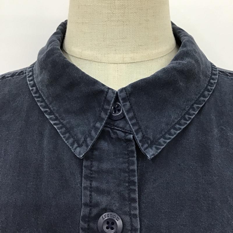 マウジー MOUSSY シャツ、ブラウス 長袖 0108SB30-1960 ワークシャツ バックプリント FREE ロゴ、文字 紺 / ネイビー / レディース USED 古着 中古 10099333