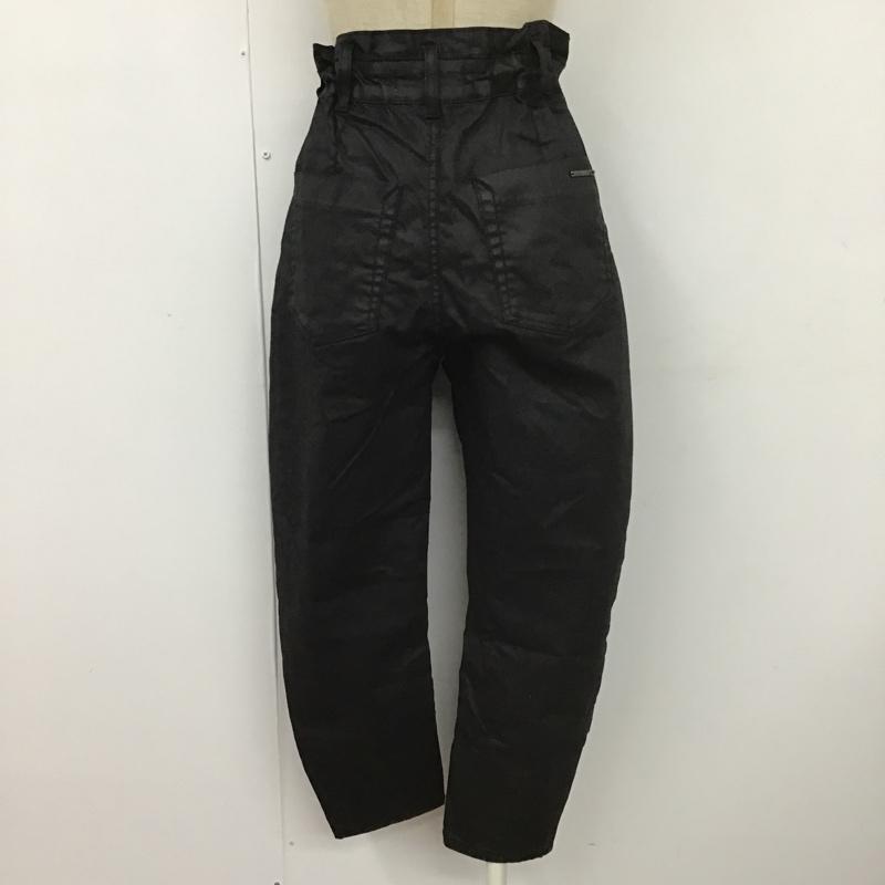 ザラ ZARA パンツ デニム、ジーンズ カジュアルパンツ ストレッチパンツ スリムパンツ ウエストフリルパンツ 32インチ 無地 黒 / ブラック /  レディース USED 古着 中古 10099348