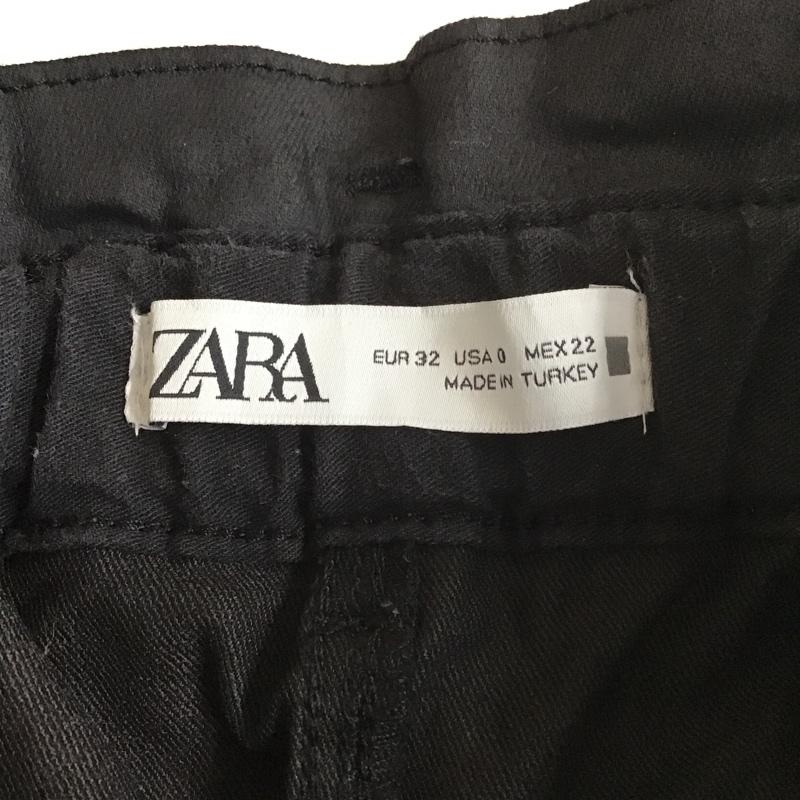ザラ ZARA パンツ デニム、ジーンズ カジュアルパンツ ストレッチパンツ スリムパンツ ウエストフリルパンツ 32インチ 無地 黒 / ブラック /  レディース USED 古着 中古 10099348