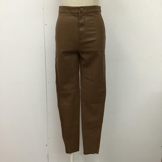ザラ ZARA ボトムス ボトムス フェイクレザーパンツ ストレートパンツ スリムパンツ カジュアルパンツ ストレッチパンツ ジップアップパンツ XS 無地 キャメル / キャメル /  レディース USED 古着 中古 10099351
