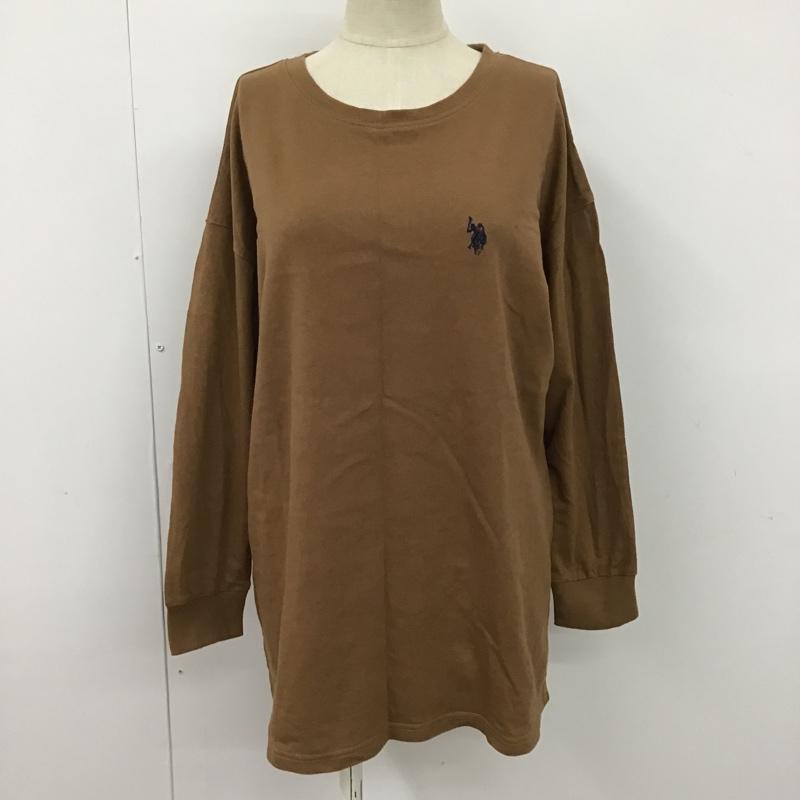 ユーエスポロアッスン U.S.POLO ASSN. カットソー 長袖 長袖カットソー クルーネックカットソー 長袖Tシャツ ロングスリーブカットソー L ロゴ、文字 茶 / ブラウン / レディース USED 古着 中古 10099361