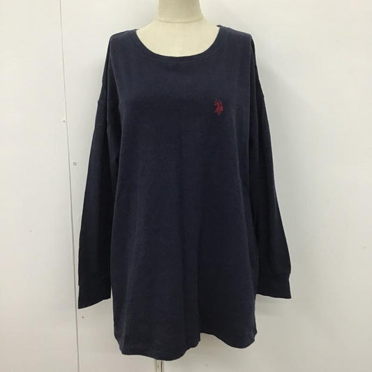 ユーエスポロアッスン U.S.POLO ASSN. カットソー 長袖 長袖カットソー クルーネックカットソー 長袖Tシャツ ロングスリーブカットソー LL ロゴ、文字 紺 / ネイビー /  レディース USED 古着 中古 10099362