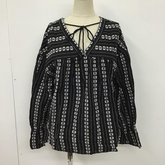 ケービーエフプラス KBF+ シャツ、ブラウス 長袖 KP74-23R019 エンブロイダリーコットンブラウス 長袖シャツカットソー Vネックカットソー 花柄刺繍シャツ FREE 刺繍 X 花柄 X 総柄 白 / ホワイト / X 黒 / ブラック /  レディース USED 古着 中古 10099367