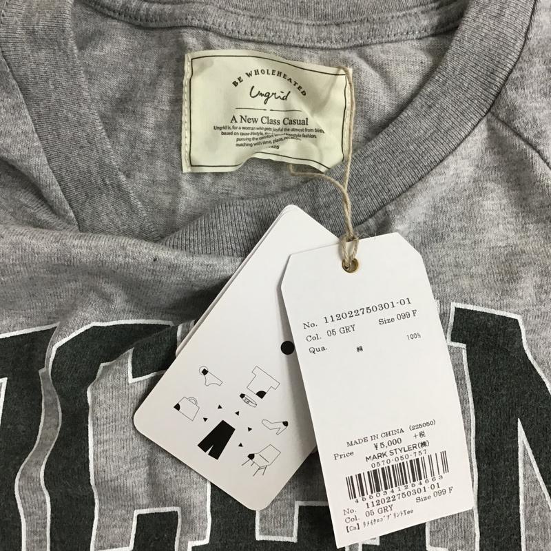 アングリッド Ungrid Tシャツ 半袖 112022750301-01 リメイクロゴプリントTee タグ付き FREE ロゴ、文字 灰 / グレー / レディース USED 古着 中古 10099484