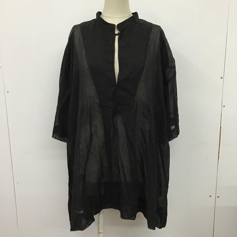 ジーナシス JEANASIS カットソー 半袖 JS063432CF リネンカフタンプルオーバーシャツ FREE 無地 黒 / ブラック /  レディース USED 古着 中古 10099485