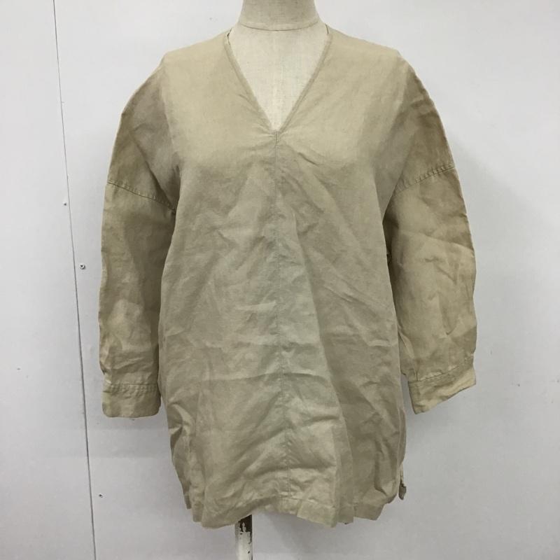 アーバンリサーチドアーズ URBAN RESEARCH DOORS カットソー 七分袖 DR15-23M504 リネンVネックワイドプルオーバー 無地 ベージュ / ベージュ /  レディース USED 古着 中古 10099493