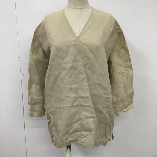 アーバンリサーチドアーズ URBAN RESEARCH DOORS カットソー 七分袖 DR15-23M504 リネンVネックワイドプルオーバー 無地 ベージュ / ベージュ /  レディース USED 古着 中古 10099493