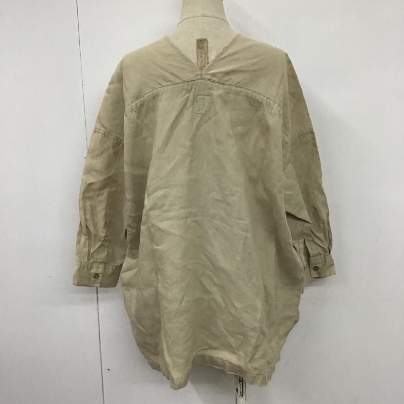 アーバンリサーチドアーズ URBAN RESEARCH DOORS カットソー 七分袖 DR15-23M504 リネンVネックワイドプルオーバー 無地 ベージュ / ベージュ /  レディース USED 古着 中古 10099493