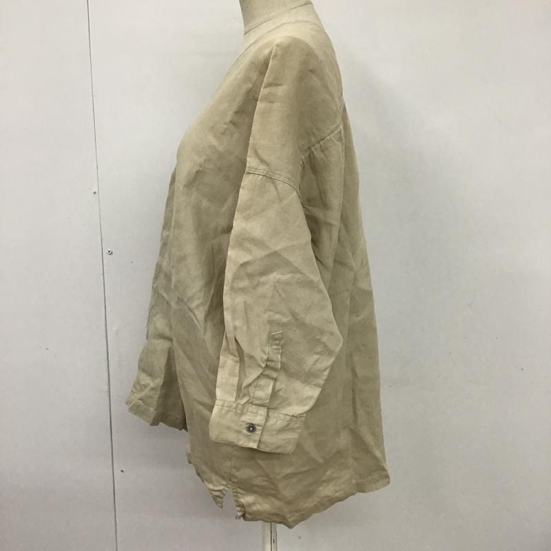 アーバンリサーチドアーズ URBAN RESEARCH DOORS カットソー 七分袖 DR15-23M504 リネンVネックワイドプルオーバー 無地 ベージュ / ベージュ /  レディース USED 古着 中古 10099493