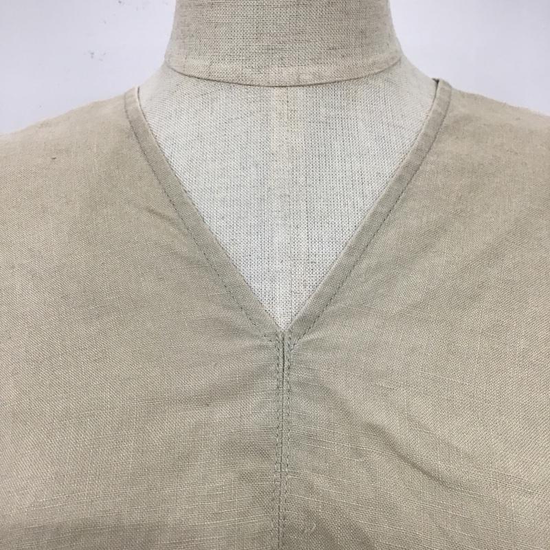 アーバンリサーチドアーズ URBAN RESEARCH DOORS カットソー 七分袖 DR15-23M504 リネンVネックワイドプルオーバー 無地 ベージュ / ベージュ /  レディース USED 古着 中古 10099493