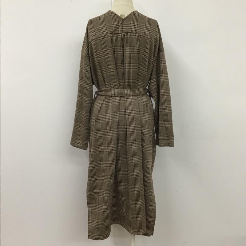 ダブルクローゼット w closet カーディガン 長袖 290640 ガウン ロング丈 チェック ベージュ / ベージュ / X 茶 / ブラウン / レディース USED 古着 中古 10099512